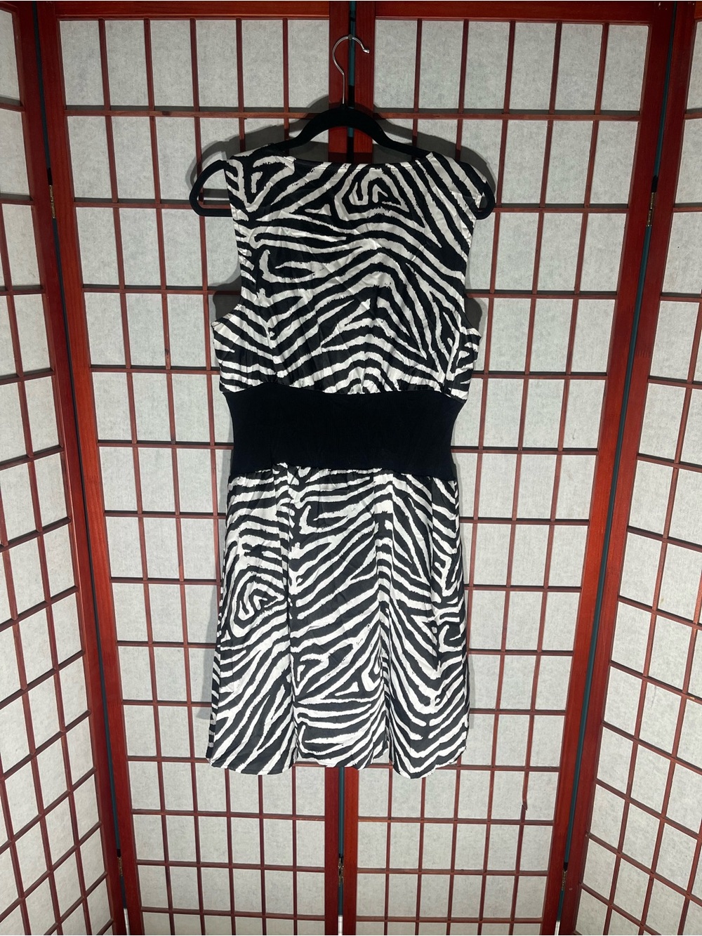Calvin Klein Black and White Zebra-Print Sleeveless Mini Dress - Picture 2 of 3